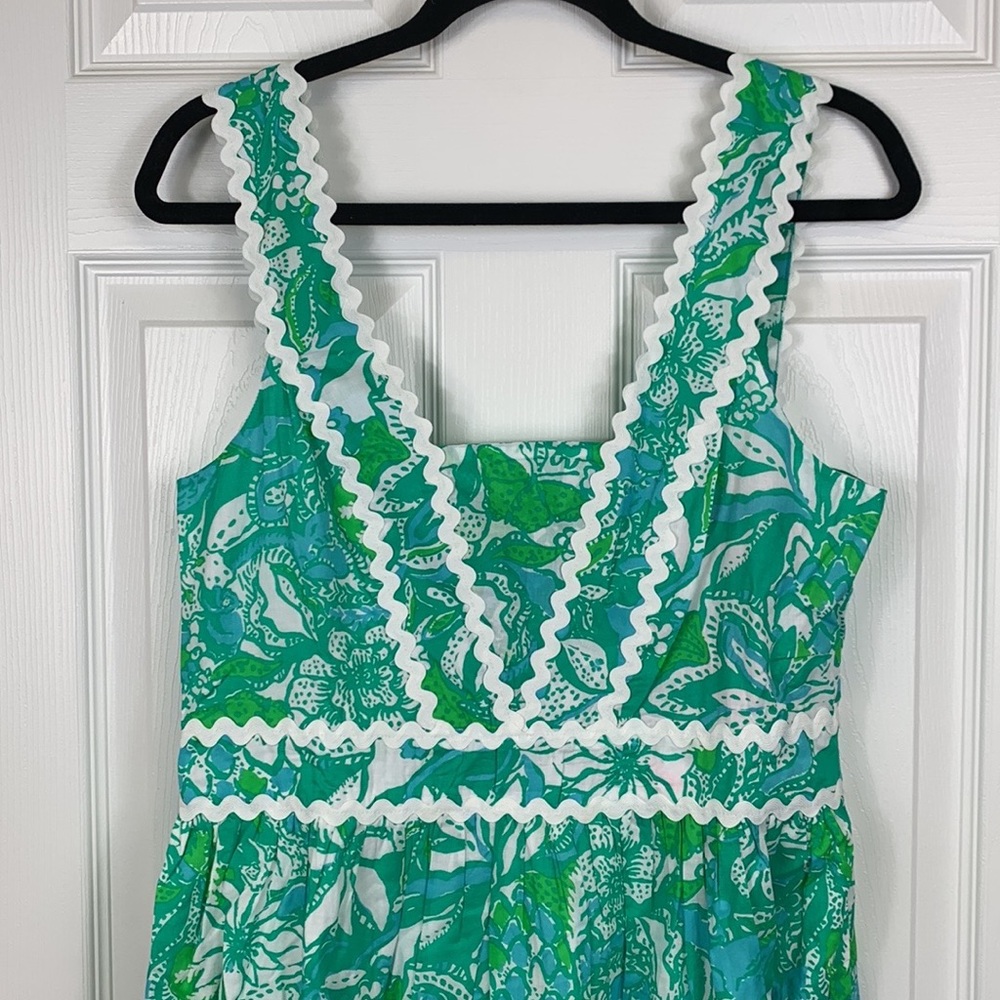 NWT Lilly Pulitzer Botanical green safari sangria Pollie cotton midi dress sz 10 - Picture 4 of 12